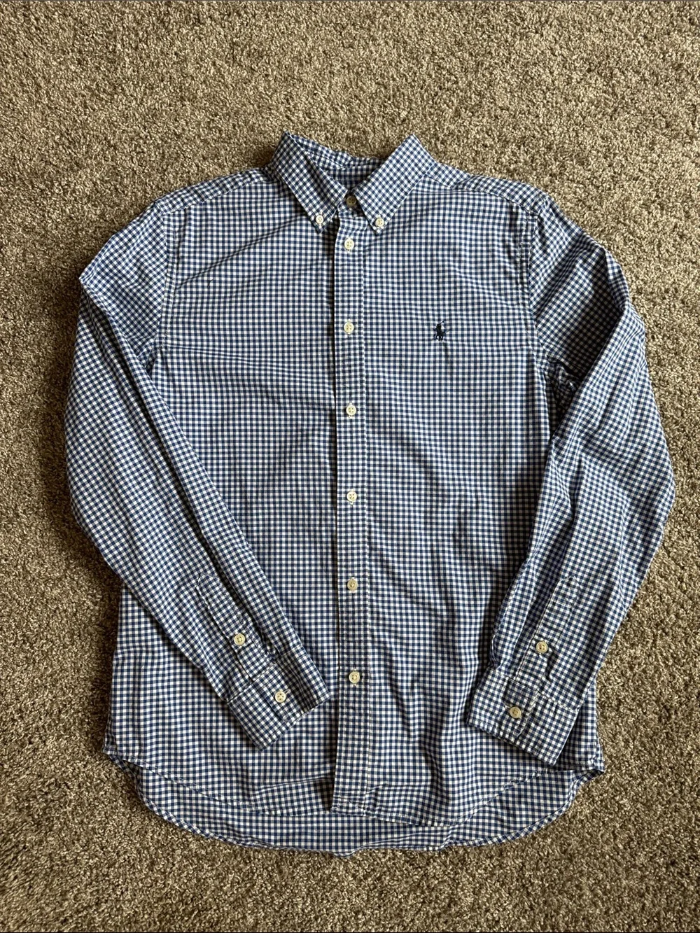 Polo Ralph Lauren Boys XL Long Sleeve Blue & White Gingham Button Down Shirt